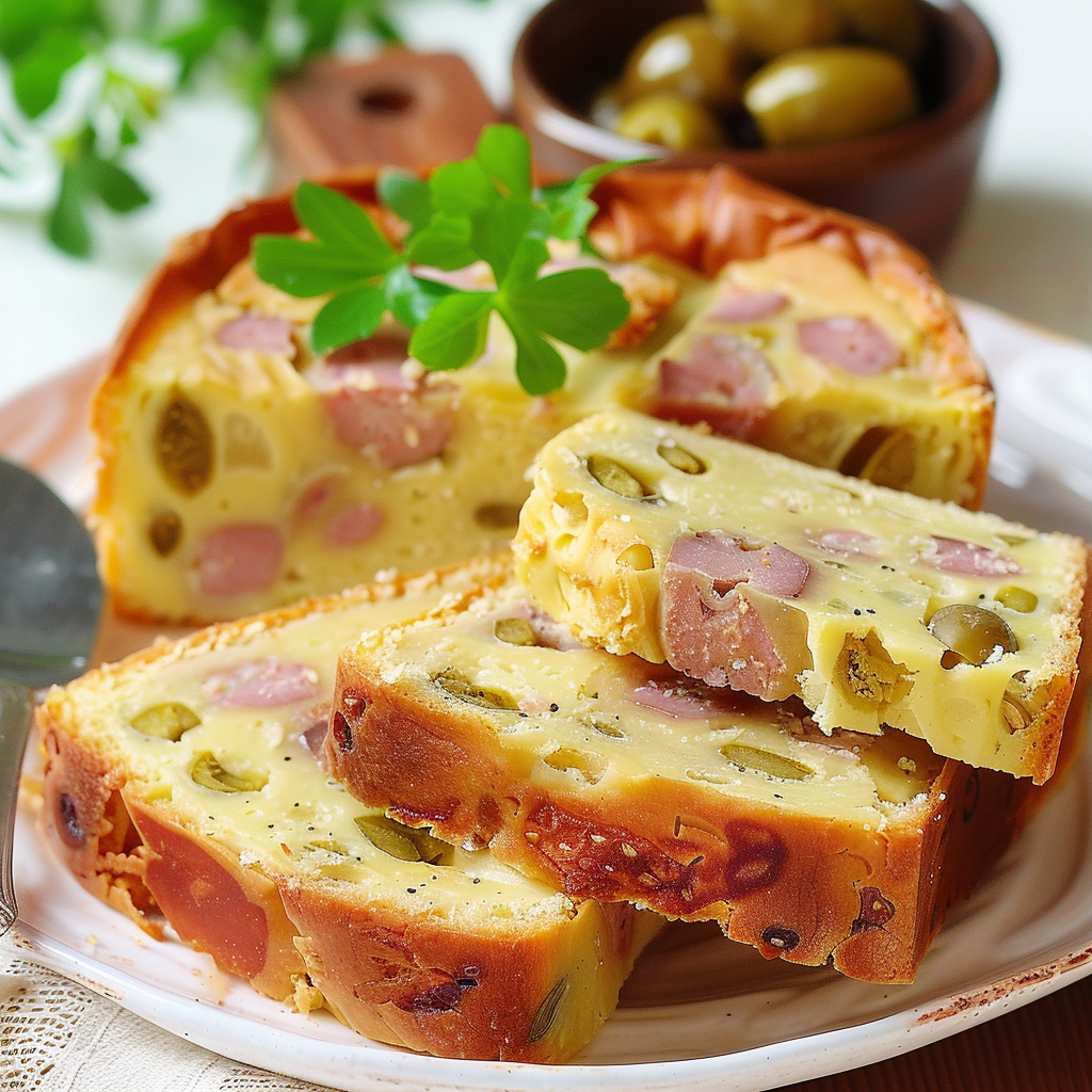 Cake Salé au Jambon et aux Olives 